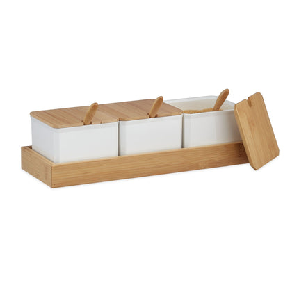 Spice container with spoon and lid