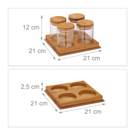 Spice container with tray in bamboo