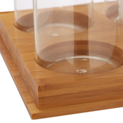 Spice container with tray in bamboo