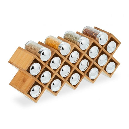 Spice rack in bamboo - 18 spice jars