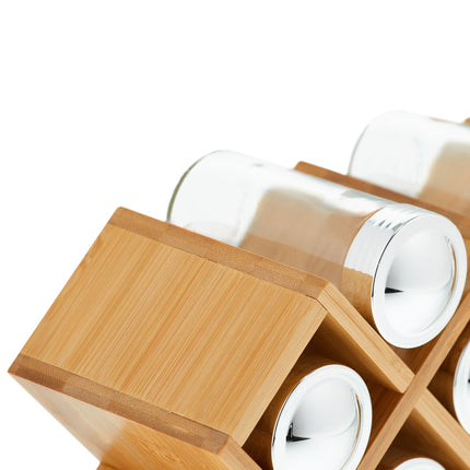 Spice rack in bamboo - 18 spice jars