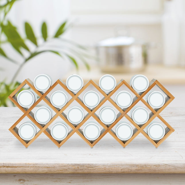 Spice rack in bamboo - 18 spice jars