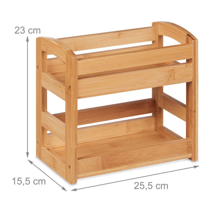 Spice rack in bamboo with 2 shelves
