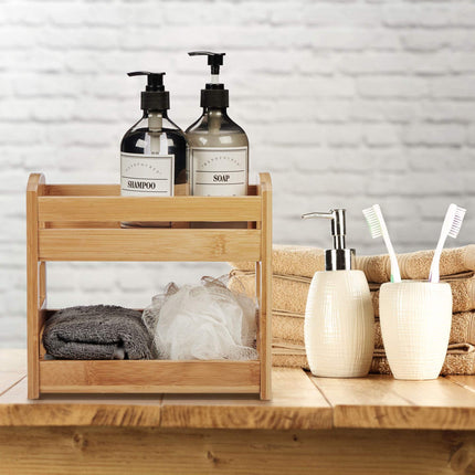 Spice rack in bamboo with 2 shelves