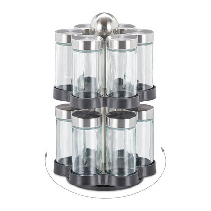 Spice rack with 12 glass jars