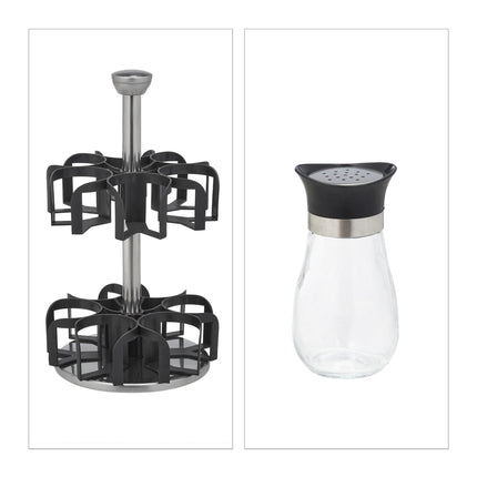 Spice rack with 12 glass jars
