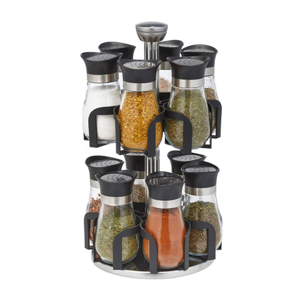 Spice rack with 12 glass jars