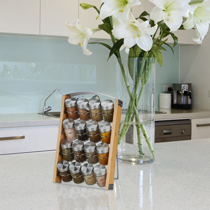 Spice rack with 16 glasses