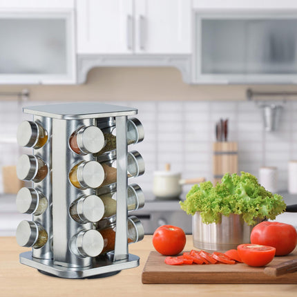 Spice rack with 16 pcs. glass jars
