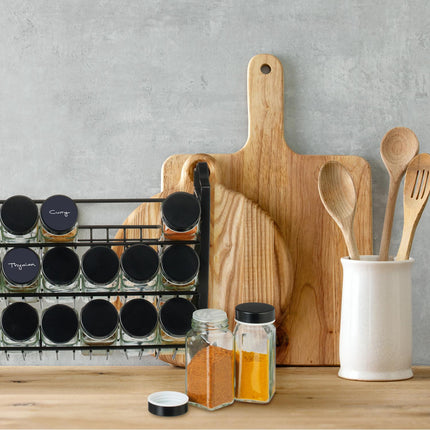 Spice rack with 24 glasses