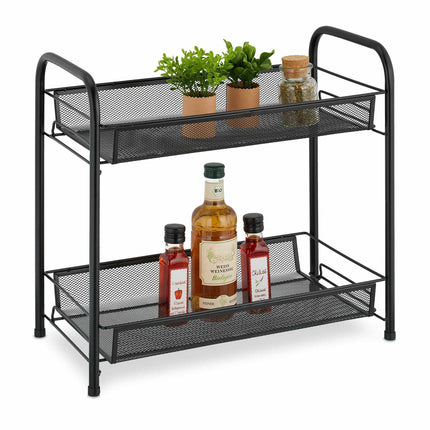 Spice rack with 2 metal shelves