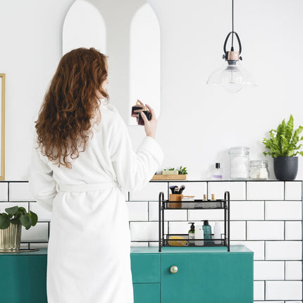 Spice rack with 2 metal shelves