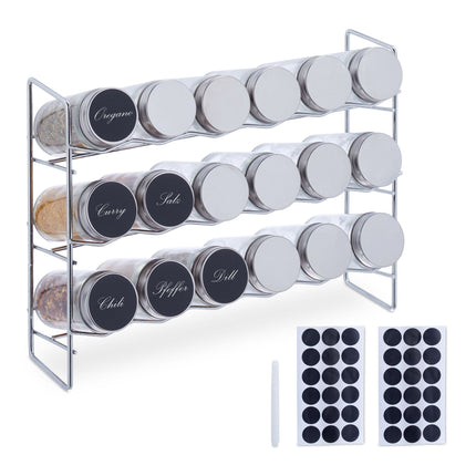 Spice shelf with 18 spice jars