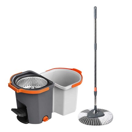 Spin Mop Set with Bucket, Dual-Compartment System