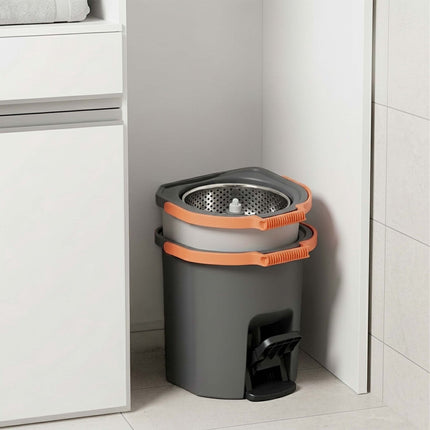 Spin Mop Set with Bucket, Dual-Compartment System