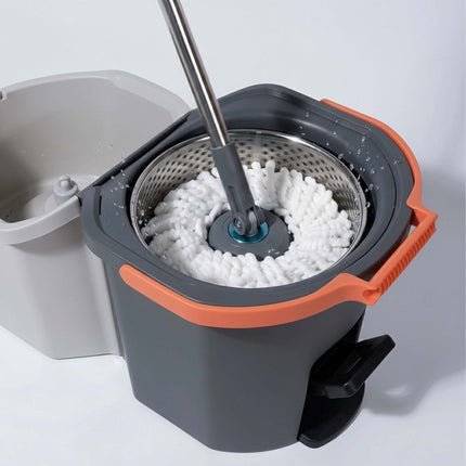 Spin Mop Set with Bucket, Dual-Compartment System