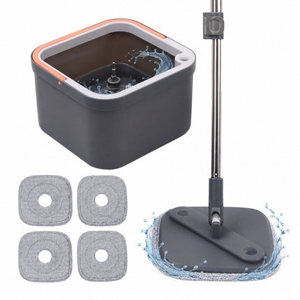 Spin Mop Set with Dual Water Tank and Microfibre Pads