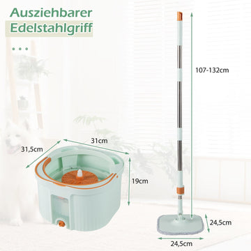 Spin Mop and Bucket Set with Water Separation, 360 Head
