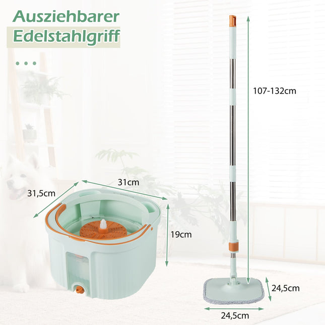 Dweil- en emmerset met waterafscheiding, 360° draaibare kop