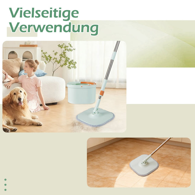 Dweil- en emmerset met waterafscheiding, 360° draaibare kop