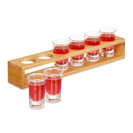 Spirit map in bamboo with 6 glasses