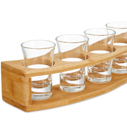 Spirit map in bamboo with 6 glasses