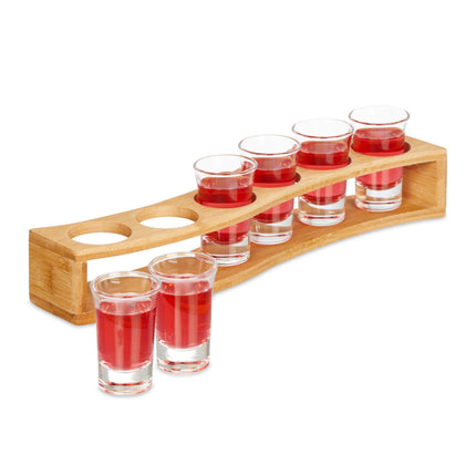 Spirit map in bamboo with 6 glasses