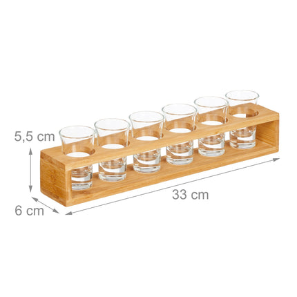 Spirit map in bamboo with 6 glasses