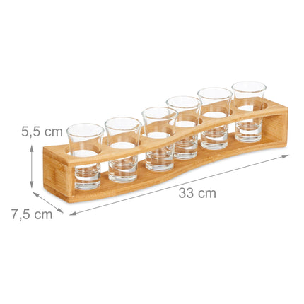 Spirit map in bamboo with 6 glasses