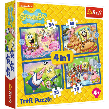 SpongeBob 4-in-1 Puzzle Set for Kids, Fun Learning Activity