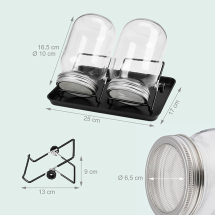 Sprouting Jars Set with Holder & Tray for Home Use