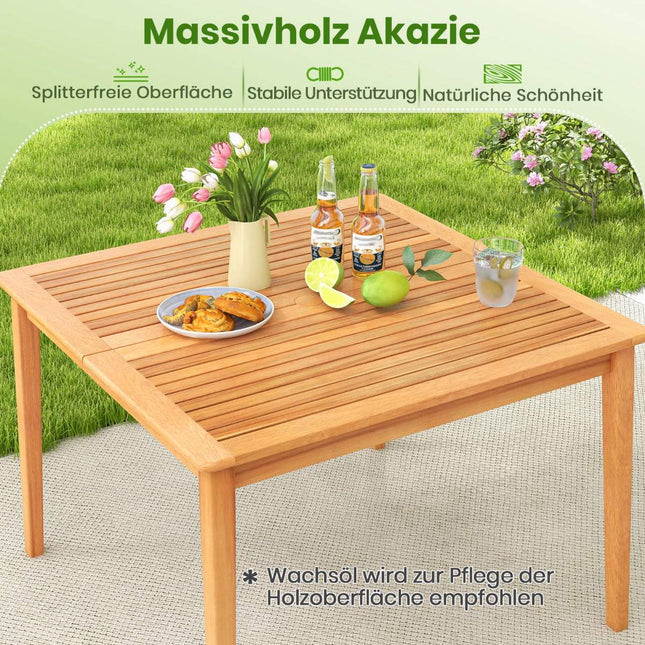 Square Acacia Wood Outdoor Dining Table with Umbrella Hole