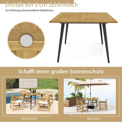 Square Acacia Wood Patio Table with Umbrella Hole