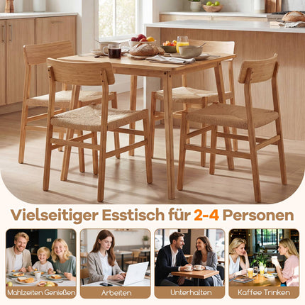 Square Bamboo Dining Table 70x70 cm for 2-4 People