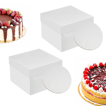 Square Cake Boxes With Lids And Boards, Food-Safe Cardboard