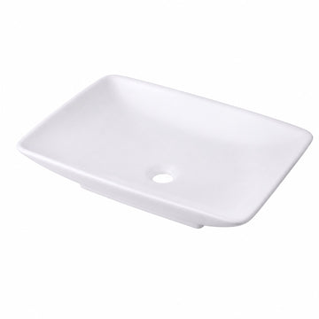 Square Ceramic Countertop Washbasin, 59 x 37 cm, White