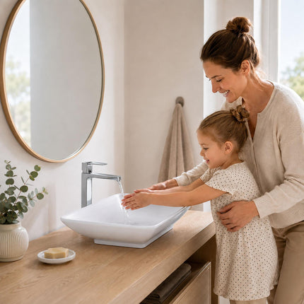 Square Ceramic Countertop Washbasin, 59 x 37 cm, White