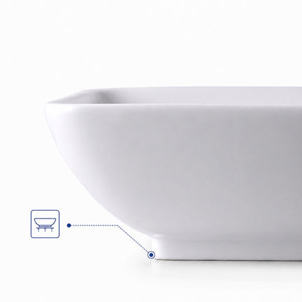 Square Ceramic Washbasin, 41.5 cm, No Tap Hole