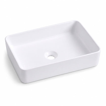 Square Ceramic Washbasin, 50 x 35 x 11 cm, White