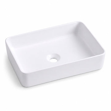 Square Ceramic Washbasin, 50 x 35 x 11 cm, White