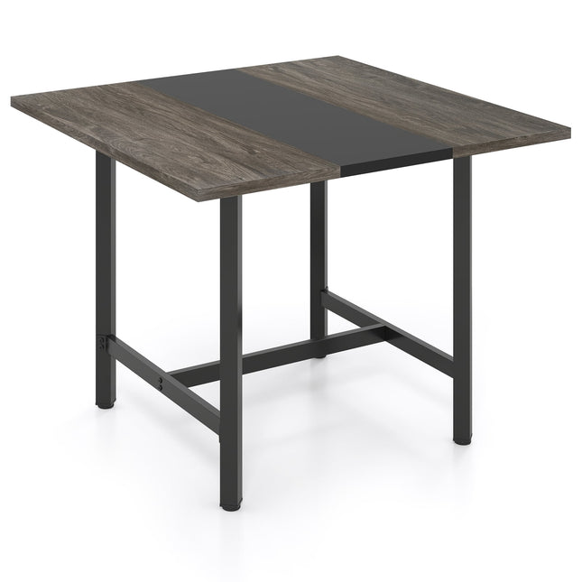 Vierkante vergadertafel, metalen frame, 4 zitplaatsen, grijs