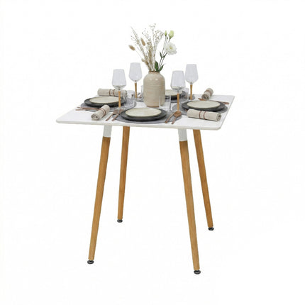 Square Dining Table, Bamboo Legs, Seats 4