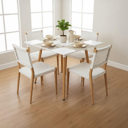 Square Dining Table, Bamboo Legs, Seats 4