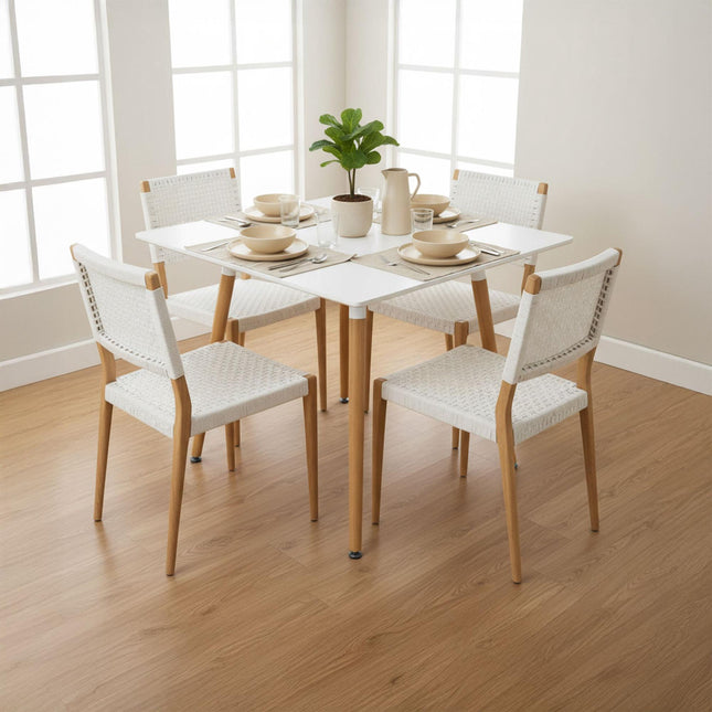 Square Dining Table, Bamboo Legs, Seats 4
