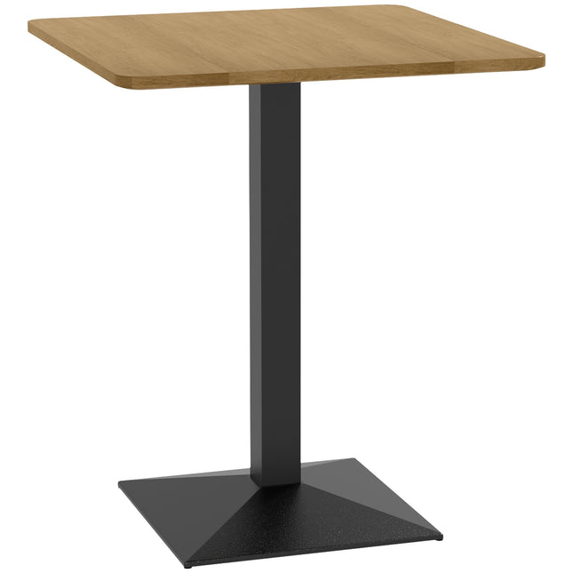 Square Dining Table, Dark Brown, Wood Look, Steel Base
