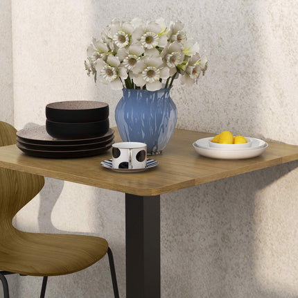 Square Dining Table, Dark Brown, Wood Look, Steel Base