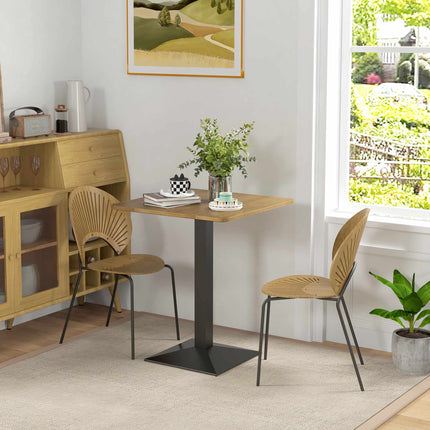 Square Dining Table, Dark Brown, Wood Look, Steel Base