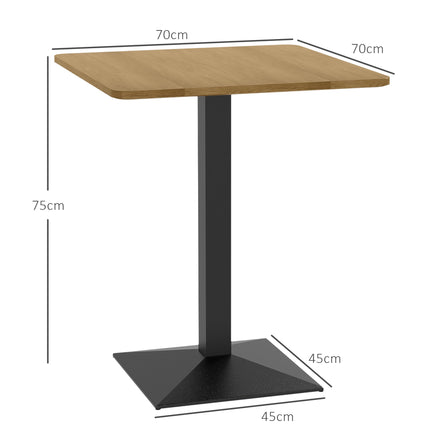 Square Dining Table, Dark Brown, Wood Look, Steel Base