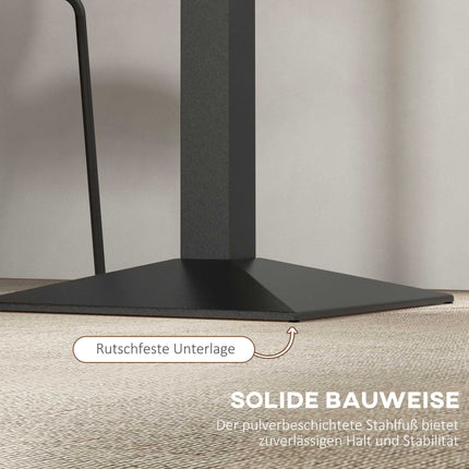 Square Dining Table, Dark Brown, Wood Look, Steel Base