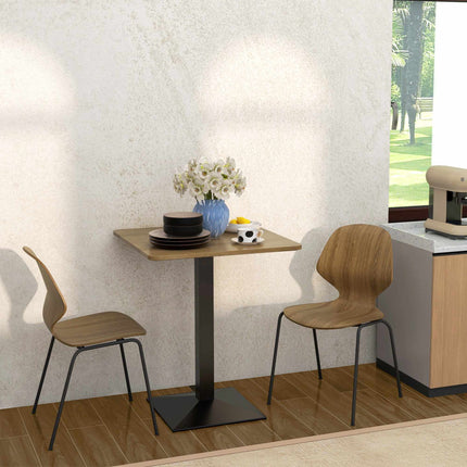Square Dining Table, Dark Brown, Wood Look, Steel Base